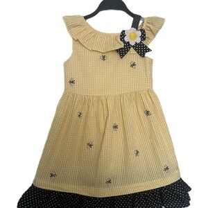 Gingham polka dots ruffled Easter Sunday School Birthday dress ruffles Flower